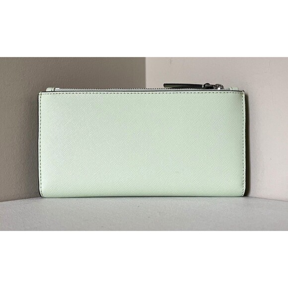 New Tory Burch Emerson Slim Envelope Leather Wallet Meadow Mist - Picture 2 of 5